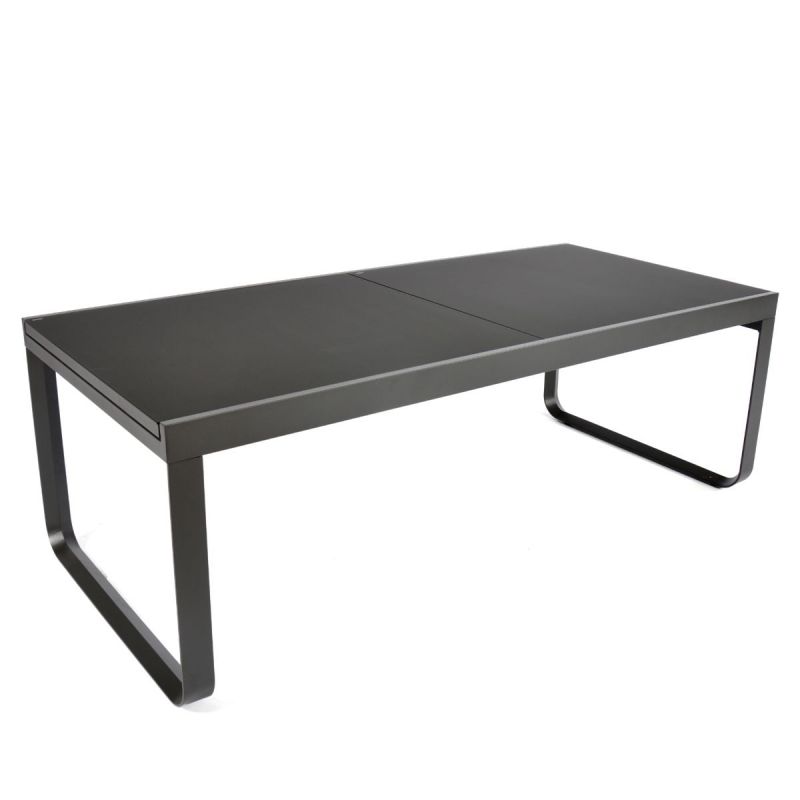 Table exterieur aluminium, table jardin aluminium verre extensible