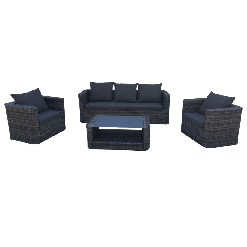 Set canapé 3 places + 2 fauteuils + 1 table - DALIA - Résine tressée