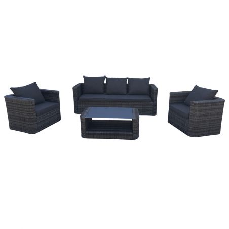 Set canapé 3 places + 2 fauteuils + 1 table - DALIA - Résine tressée