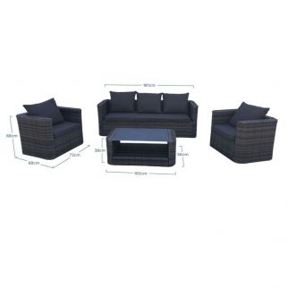 Set canapé 3 places + 2 fauteuils + 1 table - DALIA - Résine tressée