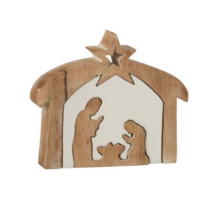 Crèche de Noël puzzle en manguier