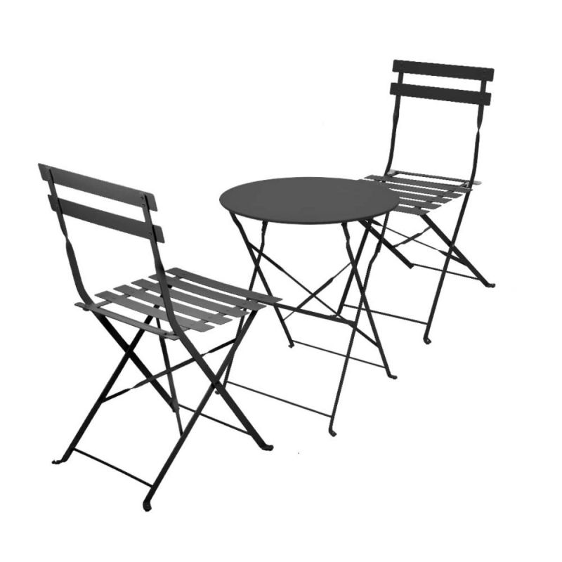 Set de 2 chaises pliantes et 1 table de balcon rabattable avec rangement en  bois massif PRADO - Miliboo