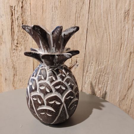 Sculpture en bois ananas - H 18 cm