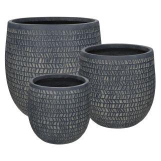 pot fibre d'argile gris large