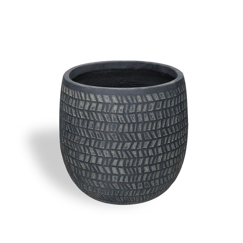 pot fibre d'argile gris large