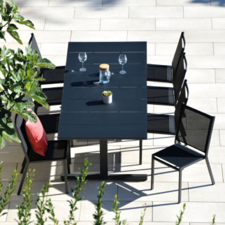 Chaise aluminium EGINE – assise textilène – gris anthracite