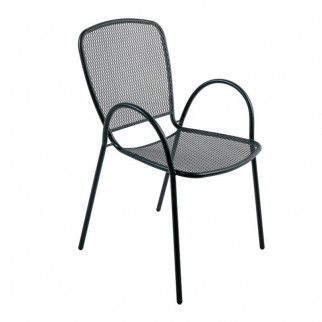 Fauteuil de jardin empilable acier, chaise extérieur de jardin métal noir