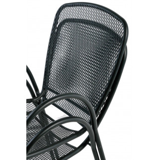 Fauteuil de jardin empilable acier, chaise extérieur de jardin métal noir