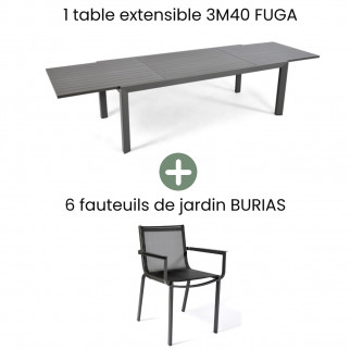Salon jardin aluminium table extensible