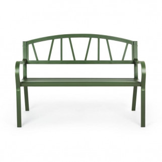 Banc en métal vert foncé