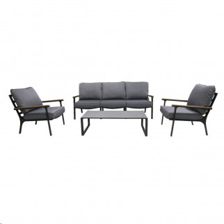 Set 5 places canapé + 2 fauteuils + 1 table JULIA - Aluminium