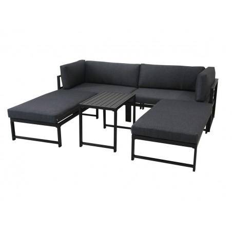 Salon canapé de jardin modulable, banquette canape extérieur modulable