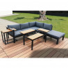 Salon de jardin bas angle aluminium, canape angle extérieur gris