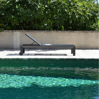 Chaise longue aluminium (sur roulettes ) ICARIA – gris anthracite