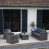Set canapé 3 places + 2 fauteuils + 1 table - DALIA - Résine tressée