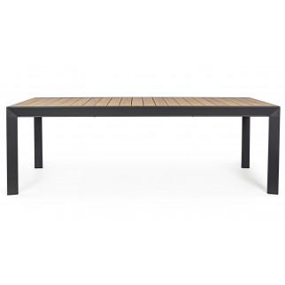 Table de jardin aluminium extensible, table de jardin imitation bois