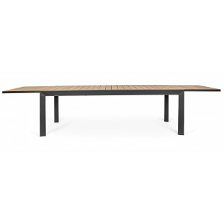 Table de jardin aluminium extensible, table de jardin imitation bois