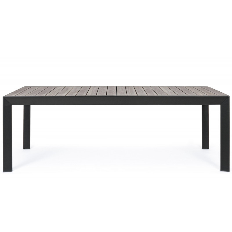 Table de jardin aluminium extensible, table de jardin imitation bois