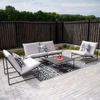 Salon jardin modulable fauteuil, fauteuil jardin avec coussin