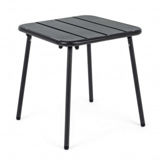 Petite table de jardin, table basse exterieur acier, table carrée balcon