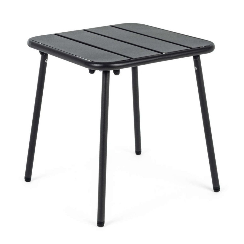 Petite table de jardin, table basse exterieur acier, table carrée balcon