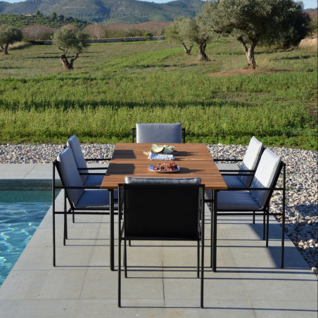 Table et 6 chaises de jardin en acacia - Meubles d'extérieur