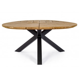 Table ronde de jardin teck, table ronde bois extérieur - design