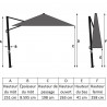 Parasol déporté 3x3m mât noir - Challenger T2