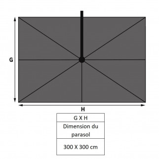 Parasol déporté LED 3x3 m Challenger Glow