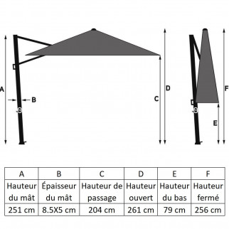 Parasol déporté rond Ø 3,5 m Challenger T2