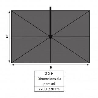 Parasol déporté 2m70 x 2m70 - Voyager T2