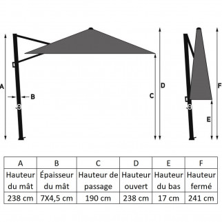 Parasol déporté 3x2m - Voyager T1