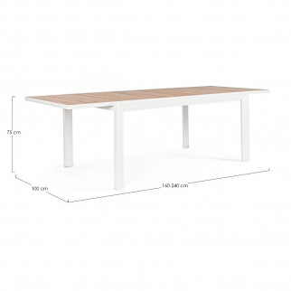 Salon de jardin blanc table 160/240cm - Belmar