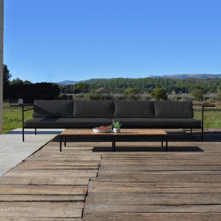 Set modulable CUBA - 2 canapés + 2 tables | acier - acacia