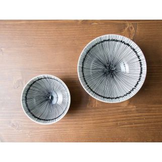 Bol rayé en porcelaine JUPON - Ø 15 cm