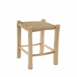 Tabouret en bois tressé...