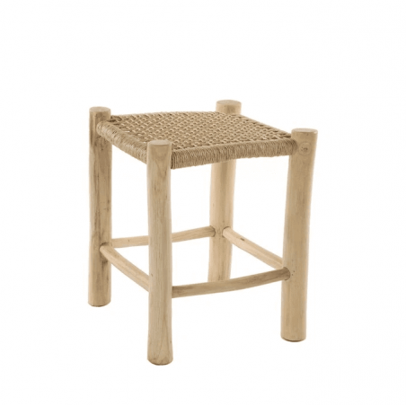 Petit tabouret en branche de teck massif - Boho