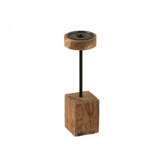 chandelier en bois de manguier et métal noir H34 cm