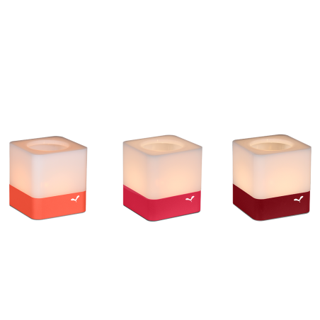 Lot 3 Photophores Cuub Fermob Piment/capucine/rose praline Lot 3 Photophores Cuub Fermob Piment/capucine/rose praline