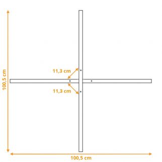 Dimensions du pied de parasol en croix à lester