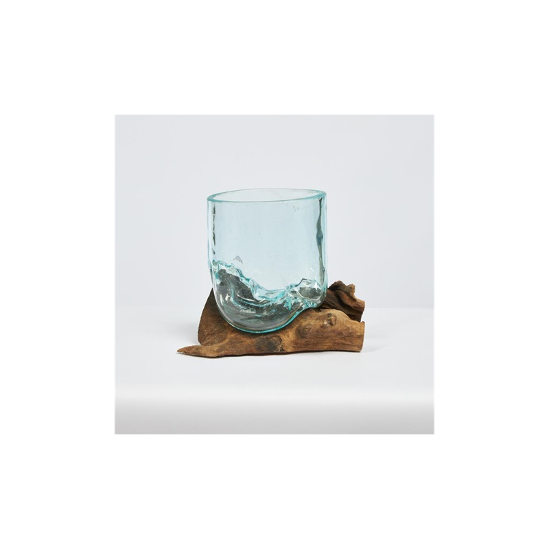 Racine teck avec verre