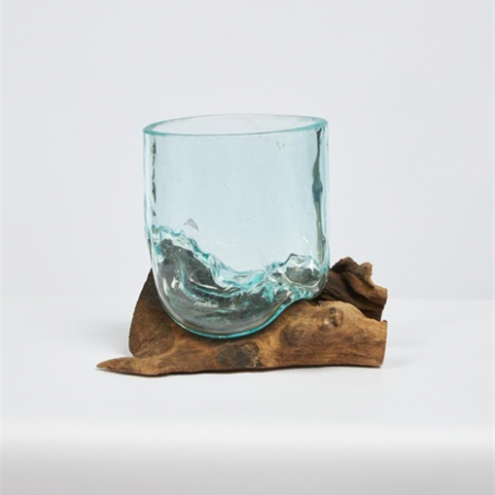 Racine teck avec verre Racine teck avec verre