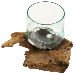 Racine teck avec verre