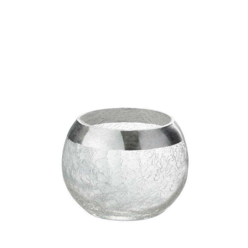 Bougeoir photophore boule craquele verre