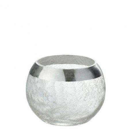 Bougeoir photophore boule craquele verre