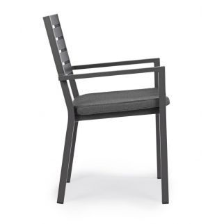 Fauteuil extérieur aluminium, chaise extérieur blanche avec coussin