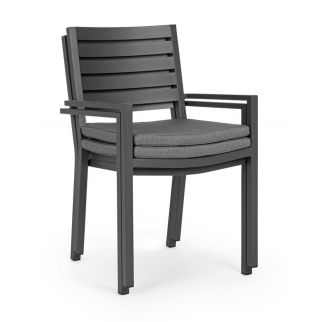 Fauteuil extérieur aluminium, chaise extérieur blanche avec coussin