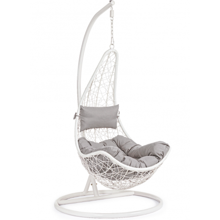 Fauteuil suspendu sur pied blanc, fauteuil oeuf suspendu design