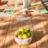 Table de jardin teck aluminium, table gros plateau bois exterieur