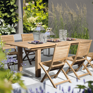Table de jardin extensible bois